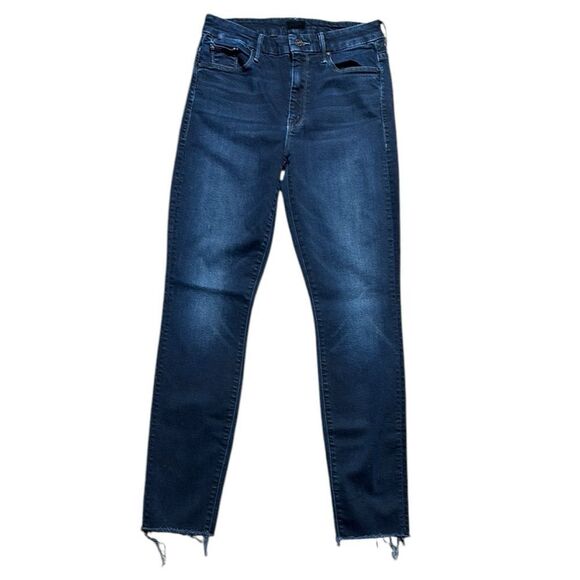 Mother high waisted jeans 27 looker ankle fray last call dark wash skinny - Picture 1 of 7
